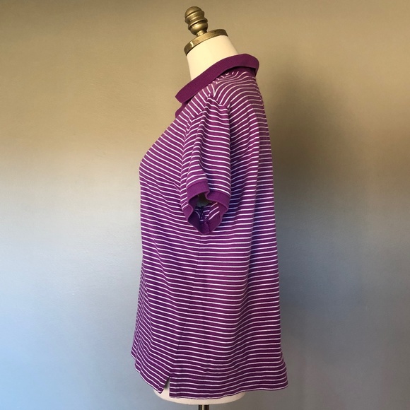 Pullover Purple Striped Tommy Hilfiger Short Sleeved Large - Picture 6 of 8